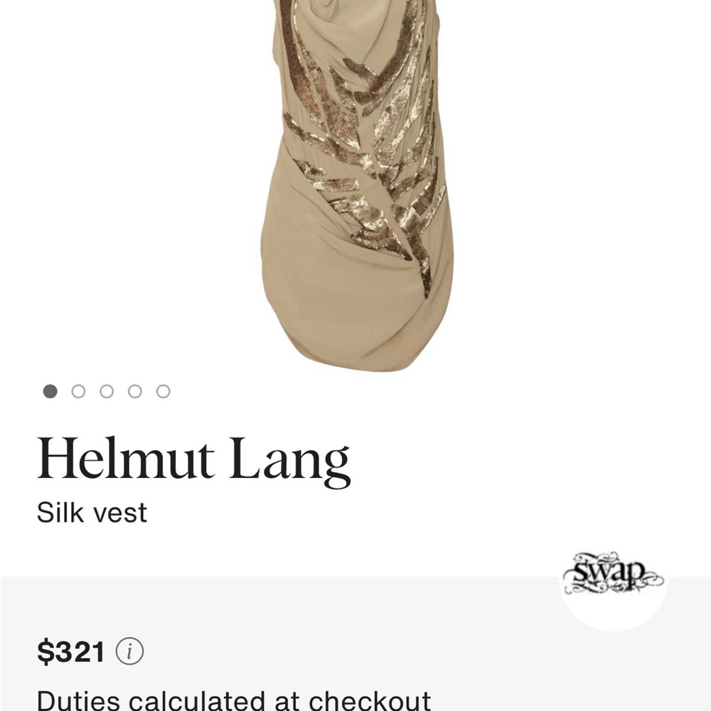 Helmut Lang Taupe silk top with Metallic Details